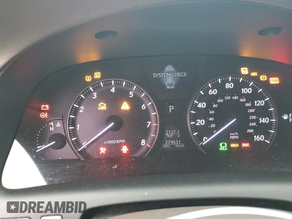 2009 Lexus LS 460 with VIN JTHCL46F195003527, listed as a Copart auction lot 49570505 with 279,651 mi miles and Salvage title. Bid and sale history available at DreamBid. Image 9.