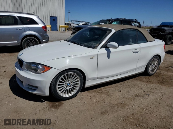 2008 BMW 1 Series 128i with VIN WBAUL73588VE88802, listed as a Copart auction lot 54421135 with 78,145 mi miles and Clean Title. Bid and sale history available at carsss.com. Image 1.