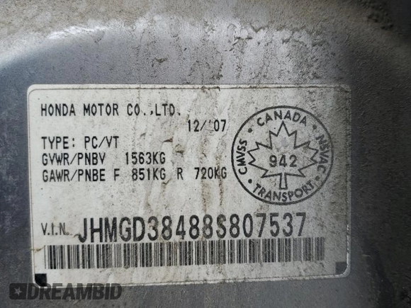 2008 Honda Fit с VIN JHMGD38488S807537, выставлен на аукционе Copart как лот 56528775 с пробегом 179 653 миль миль и Чистый • Clean title. История ставок и продаж доступна на DreamBid. Изображение 13.