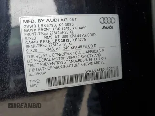 2012 Audi Q7 Premium Plus с VIN WA1LGAFE0CD002016, выставлен на аукционе Copart как лот 56782455 с пробегом 140 471 миль миль и Чистый • Clean title. История ставок и продаж доступна на DreamBid. Изображение 14.