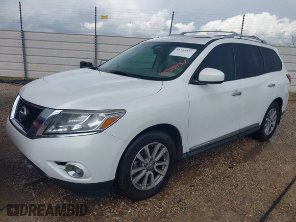 2014 Nissan Pathfinder SV with VIN 5N1AR2MN1EC633801, listed as a IAAI auction lot 41759457 with 190,723 mi miles and . Bid and sale history available at DreamBid. Image 2.
