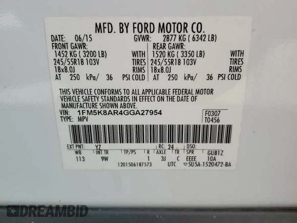 2016 Ford Utility Police Interceptor with VIN 1FM5K8AR4GGA27954, listed as a Copart auction lot 66463304 with 136,857 mi miles and Non Repairable. Bid and sale history available at carsss.com. Image 13.