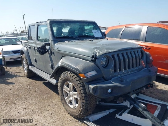 2020 Jeep Wrangler Unlimited Sport S with VIN 1C4HJXDG5LW316964, listed as a IAAI auction lot 41871780 with 39,694 mi miles. Bid and sale history available at carsss.com. Image 1.