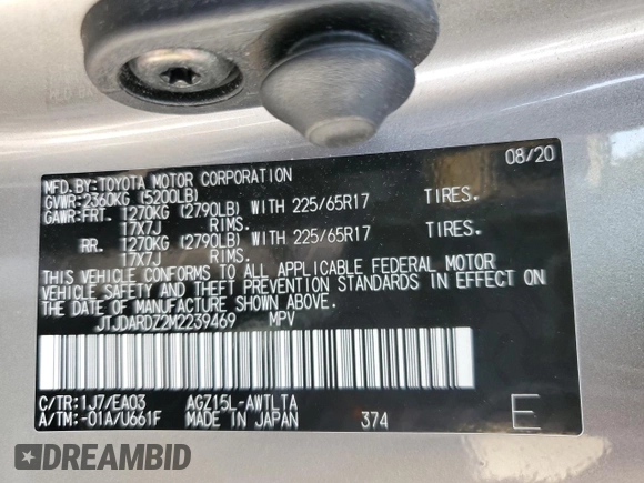 2021 Lexus NX 300 z VIN JTJDARDZ2M2239469, wystawiony jako Copart lot #57593005 z przebiegiem 37 835 mil mil oraz Szkoda całkowita • Salvage title. Historia ofert i sprzedaży dostępna na DreamBid. Obrazek 14.