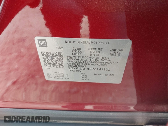 2023 Cadillac XT5 FWD Luxury z VIN 1GYKNAR42PZ147121, wystawiony jako IAAI lot #41315848 z przebiegiem 10 444 mil mil oraz . Historia ofert i sprzedaży dostępna na DreamBid. Obrazek 9.