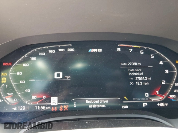 2022 BMW M8 Competition z VIN WBSAE0C06NCH19837, wystawiony jako Copart lot #56768815 z przebiegiem 27 088 mil mil oraz Szkoda całkowita • Salvage title. Historia ofert i sprzedaży dostępna na DreamBid. Obrazek 9.