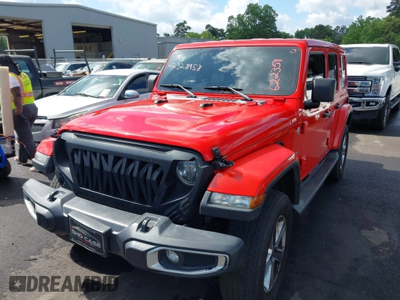 2021 Jeep Wrangler Unlimited Sahara with VIN 1C4HJXEN8MW622359, listed as a IAAI auction lot 42328958 with 100,450 mi miles and . Bid and sale history available at DreamBid. Image 17.