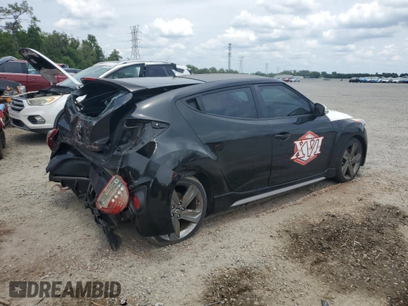 2015 Hyundai Veloster Turbo with VIN KMHTC6AE3FU234793, listed as a Copart auction lot 56014555 with 120,237 mi miles and Salvage title. Bid and sale history available at DreamBid. Image 3.