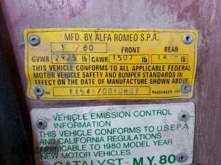 1980 Alfa Romeo Spider z VIN AR115410010807, wystawiony jako Copart lot #83566094 z przebiegiem 53 510 mil mil oraz Czysty tytuł • Clean title. Historia ofert i sprzedaży dostępna na DreamBid. Obrazek 12.