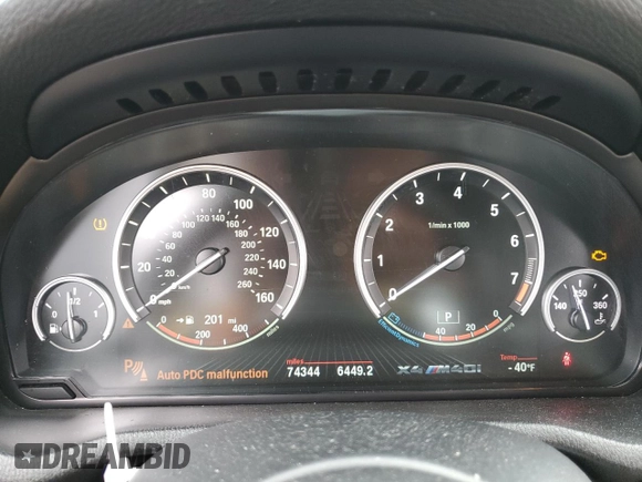 2018 BMW X4 M40i with VIN 5UXXW7C58J0W64432, listed as a Copart auction lot 46242344 with 74,344 mi miles. Bid and sale history available at carsss.com. Image 9.