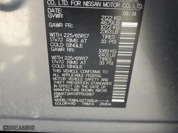 2015 Nissan Rogue SV with VIN KNMAT2MV0FP503167, listed as a Copart auction lot 48521645 with 199,638 mi miles and Salvage Title. Bid and sale history available at carsss.com. Image 14.