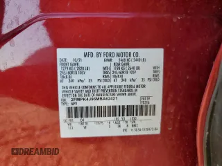 2021 Ford Edge SEL with VIN 2FMPK4J96MBA62421, listed as a Copart auction lot 69049654 with 88,496 mi miles and Salvage Title. Bid and sale history available at carsss.com. Image 14.