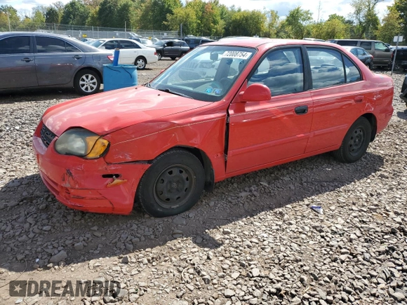 2003 Hyundai Accent GL with VIN KMHCG45C83U484138, listed as a Copart auction lot 72008754 with 25,615 mi miles and Salvage Title. Bid and sale history available at carsss.com. Image 1.