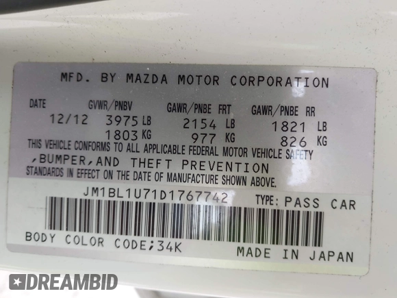 2013 Mazda 3 i Sport with VIN JM1BL1U71D1767742, listed as a IAAI auction lot 41961610 with 140,359 mi miles and . Bid and sale history available at carsss.com. Image 9.