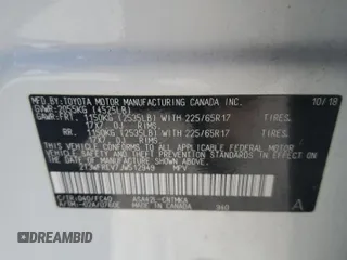 2018 Toyota RAV4 XLE with VIN 2T3WFREV7JW512949, listed as a Copart auction lot 52546345 with 41,558 mi miles and Salvage Title. Bid and sale history available at DreamBid. Image 13.