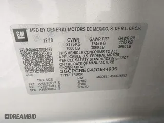 2018 Chevrolet Silverado 1500 LT with VIN 3GCPCREC4JG644935, listed as a IAAI auction lot 41821716 with 80,395 mi miles. Bid and sale history available at carsss.com. Image 9.
