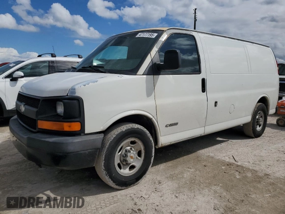 2003 Chevrolet Express Cargo with VIN 1GCGG25V031124732, listed as a Copart auction lot 47177195 with 188,841 mi miles and Salvage Title. Bid and sale history available at DreamBid. Image 1.