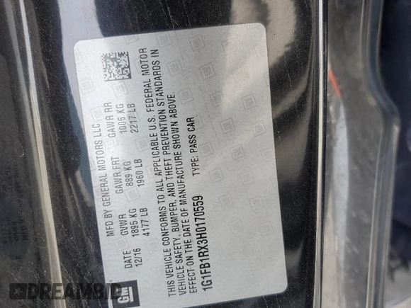 2017 Chevrolet Camaro 1LT z VIN 1G1FB1RX3H0170559, wystawiony jako Copart lot #55655385 z przebiegiem 155 566 mil mil oraz Szkoda całkowita • Salvage title. Historia ofert i sprzedaży dostępna na DreamBid. Obrazek 13.