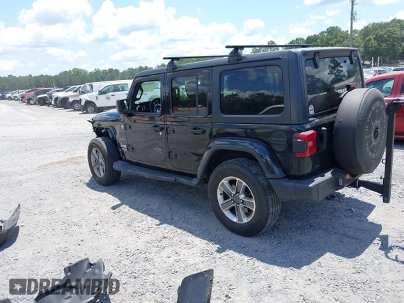 2021 Jeep Wrangler Unlimited Sahara with VIN 1C4HJXEN9MW681422, listed as a IAAI auction lot 42563426 with 48,582 mi miles and . Bid and sale history available at DreamBid. Image 3.
