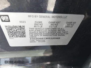 2023 Chevrolet Malibu LT with VIN 1G1ZD5ST3PF220569, listed as a IAAI auction lot 41999795 with 74,448 mi miles and . Bid and sale history available at DreamBid. Image 9.