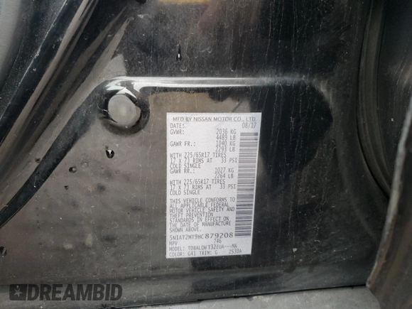 2017 Nissan Rogue SV z VIN 5N1AT2MT9HC879208, wystawiony jako Copart lot #50619795 z przebiegiem 110 991 mil mil oraz Szkoda całkowita • Salvage title. Historia ofert i sprzedaży dostępna na DreamBid. Obrazek 15.