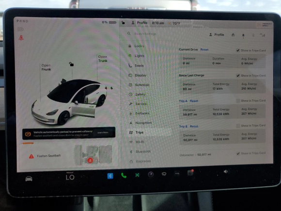 2021 Tesla Model 3 Standard Range Plus with VIN 5YJ3E1EA2MF923156, listed as a Copart auction lot 50098135 with 50,917 mi miles and Salvage Title. Bid and sale history available at carsss.com. Image 9.