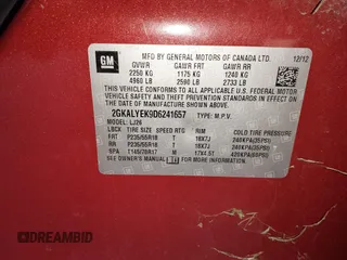 2013 GMC Terrain Denali with VIN 2GKALYEK9D6241657, listed as a IAAI auction lot 41517790 with 132,213 mi miles and . Bid and sale history available at DreamBid. Image 9.