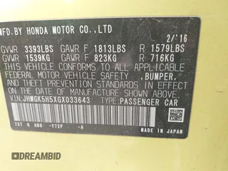 2016 Honda Fit LX z VIN JHMGK5H5XGX033643, wystawiony jako IAAI lot #41690636 z przebiegiem 148 441 mil mil oraz . Historia ofert i sprzedaży dostępna na DreamBid. Obrazek 9.