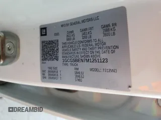 2021 Chevrolet Colorado 2WD Work Truck with VIN 1GCGSBEN7M1251123, listed as a Copart auction lot 45658325 with 116,430 mi miles and Salvage title. Bid and sale history available at DreamBid. Image 12.
