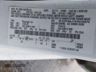 2014 Ford Fiesta S с VIN 3FADP4AJ1EM235870, выставлен на аукционе IAAI как лот 42304334 с пробегом 212 493 миль миль и . История ставок и продаж доступна на DreamBid. Изображение 9.