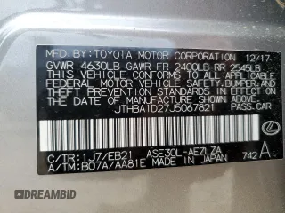 2018 Lexus IS 300 with VIN JTHBA1D27J5067821, listed as a Copart auction lot 53500935 with 47,552 mi miles and Salvage title. Bid and sale history available at DreamBid. Image 12.