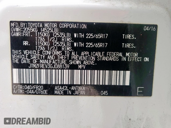2016 Toyota RAV4 LE with VIN JTMZFREV3GJ088139, listed as a Copart auction lot 51243455 with 130,819 mi miles and Salvage Title. Bid and sale history available at carsss.com. Image 14.