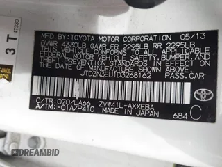 2013 Toyota Prius Two with VIN JTDZN3EU1D3268162, listed as a IAAI auction lot 41650964 with 158,186 mi miles and . Bid and sale history available at carsss.com. Image 9.
