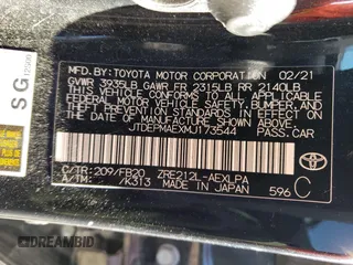 2021 Toyota Corolla LE with VIN JTDEPMAEXMJ173544, listed as a Copart auction lot 68386474 with 47,708 mi miles and Salvage Title. Bid and sale history available at carsss.com. Image 12.