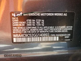 2016 BMW 4 Series 428i xDrive with VIN WBA4C9C52GG140893, listed as a Copart auction lot 49625535 with 89,088 mi miles and Clean Title. Bid and sale history available at carsss.com. Image 13.