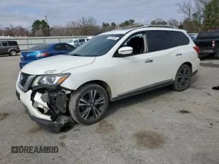 2017 Nissan Pathfinder Platinum with VIN 5N1DR2MN3HC612739, listed as a Copart auction lot 43795605 with 147,239 mi miles and Salvage Title. Bid and sale history available at carsss.com. Image 1.