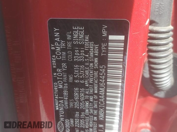 2021 Hyundai Kona SE z VIN KM8K1CAA4MU644545, wystawiony jako Copart lot #49736815 z przebiegiem 86 172 mil mil oraz Szkoda całkowita • Salvage title. Historia ofert i sprzedaży dostępna na DreamBid. Obrazek 13.