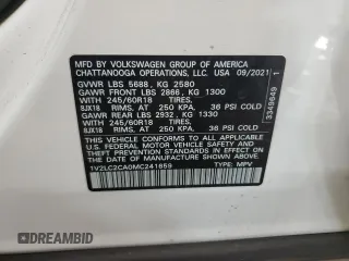 2021 Volkswagen Atlas SE with VIN 1V2LC2CA0MC241659, listed as a Copart auction lot 51997185 with 43,002 mi miles and Salvage title. Bid and sale history available at DreamBid. Image 14.