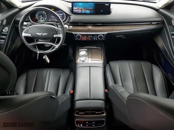 2021 Genesis G80 2.5T with VIN KMTGB4SC7MU047372, listed as a Copart auction lot 46573574 with 36,598 mi miles and Salvage Title. Bid and sale history available at carsss.com. Image 8.