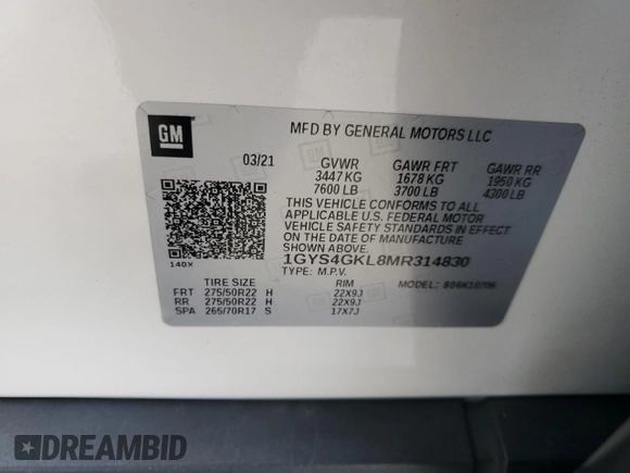 2021 Cadillac Escalade Sport Platinum z VIN 1GYS4GKL8MR314830, wystawiony jako Copart lot #56720865 z przebiegiem 68 483 mil mil oraz Szkoda całkowita • Salvage title. Historia ofert i sprzedaży dostępna na DreamBid. Obrazek 13.