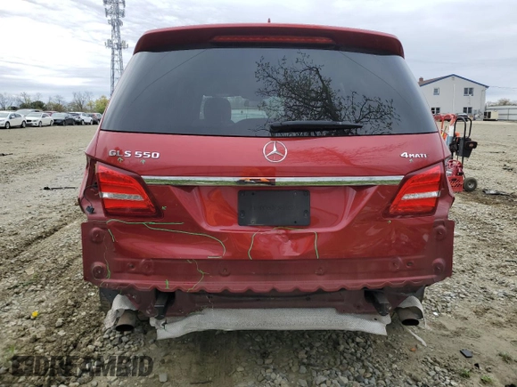 2019 Mercedes-Benz GLS 550 with VIN 4JGDF7DE3KB232335, listed as a Copart auction lot 53820775 with 80,782 mi miles and Salvage title. Bid and sale history available at DreamBid. Image 6.
