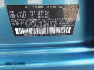2019 Subaru Impreza z VIN 4S3GKAA61K3606040, wystawiony jako IAAI lot #41994415 z przebiegiem 89 780 mil mil oraz . Historia ofert i sprzedaży dostępna na DreamBid. Obrazek 9.