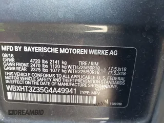 2016 BMW X1 xDrive28i with VIN WBXHT3Z35G4A49941, listed as a IAAI auction lot 41789774 with 111,661 mi miles and . Bid and sale history available at DreamBid. Image 9.