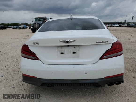 2021 Genesis G70 2.0T with VIN KMTG44LA2MU066726, listed as a Copart auction lot 50803555 with 28,618 mi miles and Salvage title. Bid and sale history available at DreamBid. Image 6.