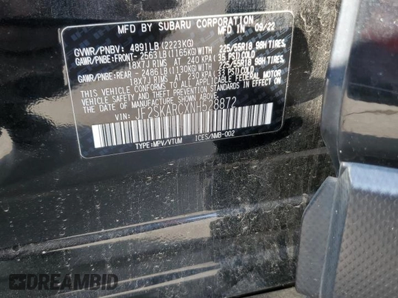 2022 Subaru Forester Touring z VIN JF2SKARCXNH528872, wystawiony jako Copart lot #64573425 z przebiegiem 27 505 mil mil oraz Szkoda całkowita • Salvage title. Historia ofert i sprzedaży dostępna na DreamBid. Obrazek 13.