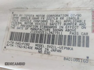 1990 Toyota Camry LE ECT z VIN JT2SV22E1L3427911, wystawiony jako IAAI lot #42040646 z przebiegiem 133 129 mil mil oraz . Historia ofert i sprzedaży dostępna na DreamBid. Obrazek 9.