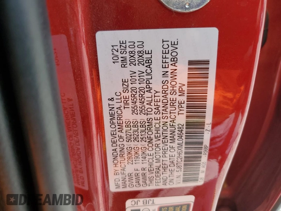 2021 Acura RDX w/A-Spec Package with VIN 5J8TC2H6XML046482, listed as a Copart auction lot 63656214 with 64,295 mi miles and Salvage Title. Bid and sale history available at carsss.com. Image 15.