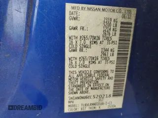 2012 Nissan Xterra X with VIN 5N1AN0NU6CC520218, listed as a Copart auction lot 57454955 with 85,515 mi miles and Salvage title. Bid and sale history available at DreamBid. Image 13.