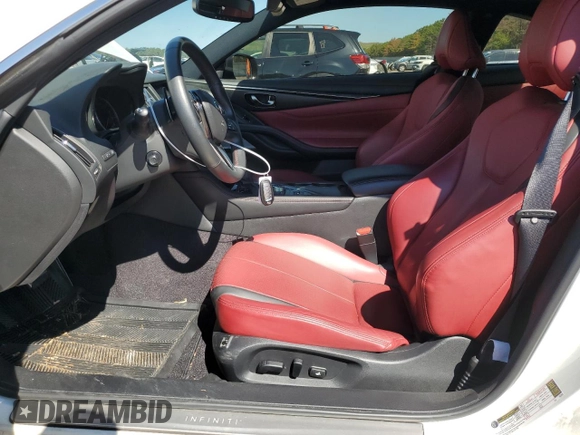 2021 Infiniti Q60 Red Sport 400 with VIN JN1FV7LL3MM560753, listed as a Copart auction lot 69859814 with 38,625 mi miles and Salvage title. Bid and sale history available at DreamBid. Image 7.