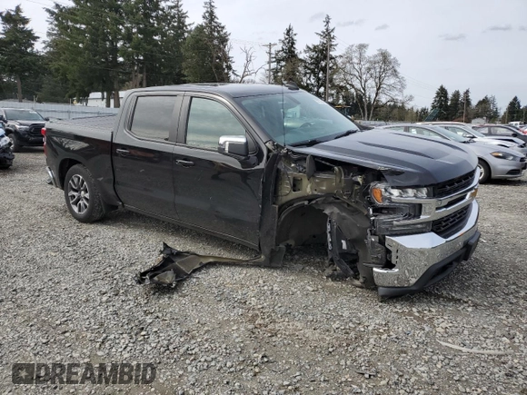 2021 Chevrolet Silverado 1500 LT with VIN 3GCUYDED9MG295923, listed as a Copart auction lot 52372845 with 43,298 mi miles and Salvage Title. Bid and sale history available at DreamBid. Image 4.